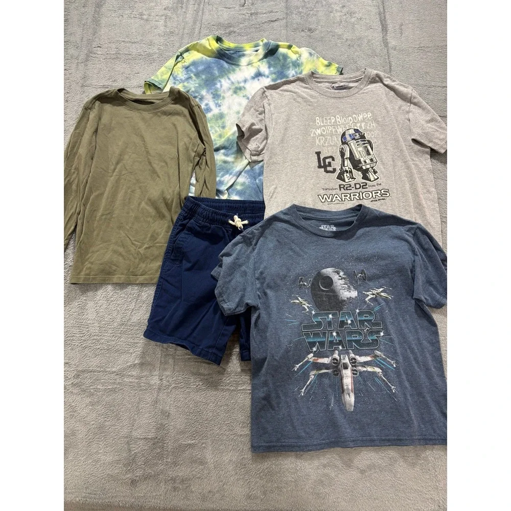 Mixed Brand Boys L 10-12 Multicolor‎ 5pc Shirt Shorts Bundle Casual Athleisure